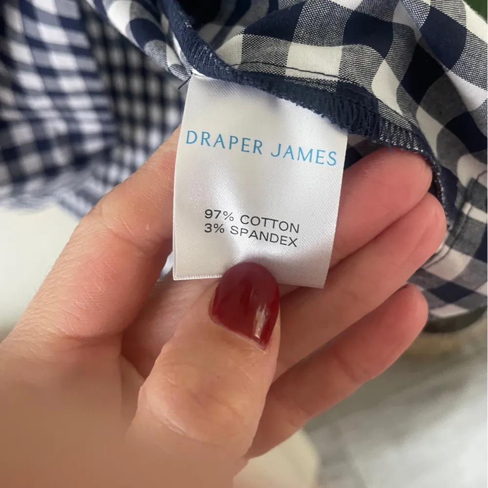 Draper James Dress Womens Size S Blue White Plaid Long Sleeve - Image 2