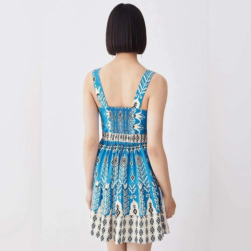 Karen MILLEN Tall Placement Print Woven Tiered Strappy Mini Dress - Image 13