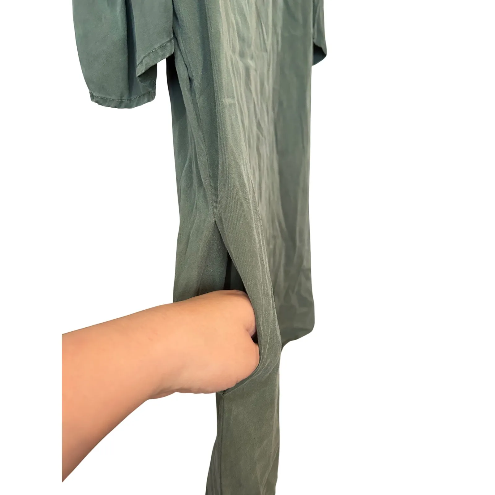 Renuar Olive Green Cold Shoulder Ruffle‎ Sleeve Casual Dress XL - Image 8