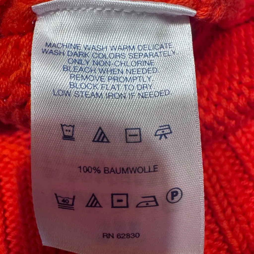 Lands' End Women's Vibrant Red Orange Drifter Cable Knit Sweater - Image 5