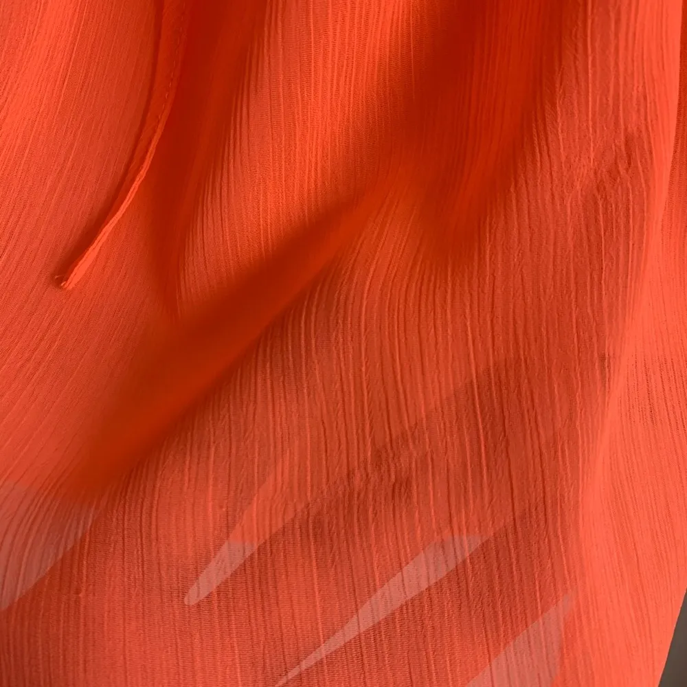 Neon Orange Sheer Sequin Boho Top 3/4 Sleeve Size Large - Image 5