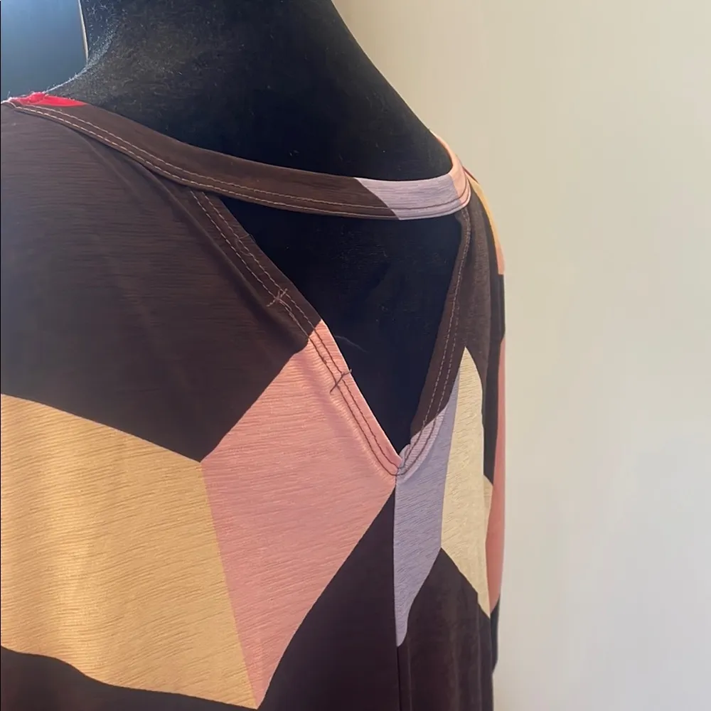 Colorful Chevron Patterned Women's dress Brown - Image 4