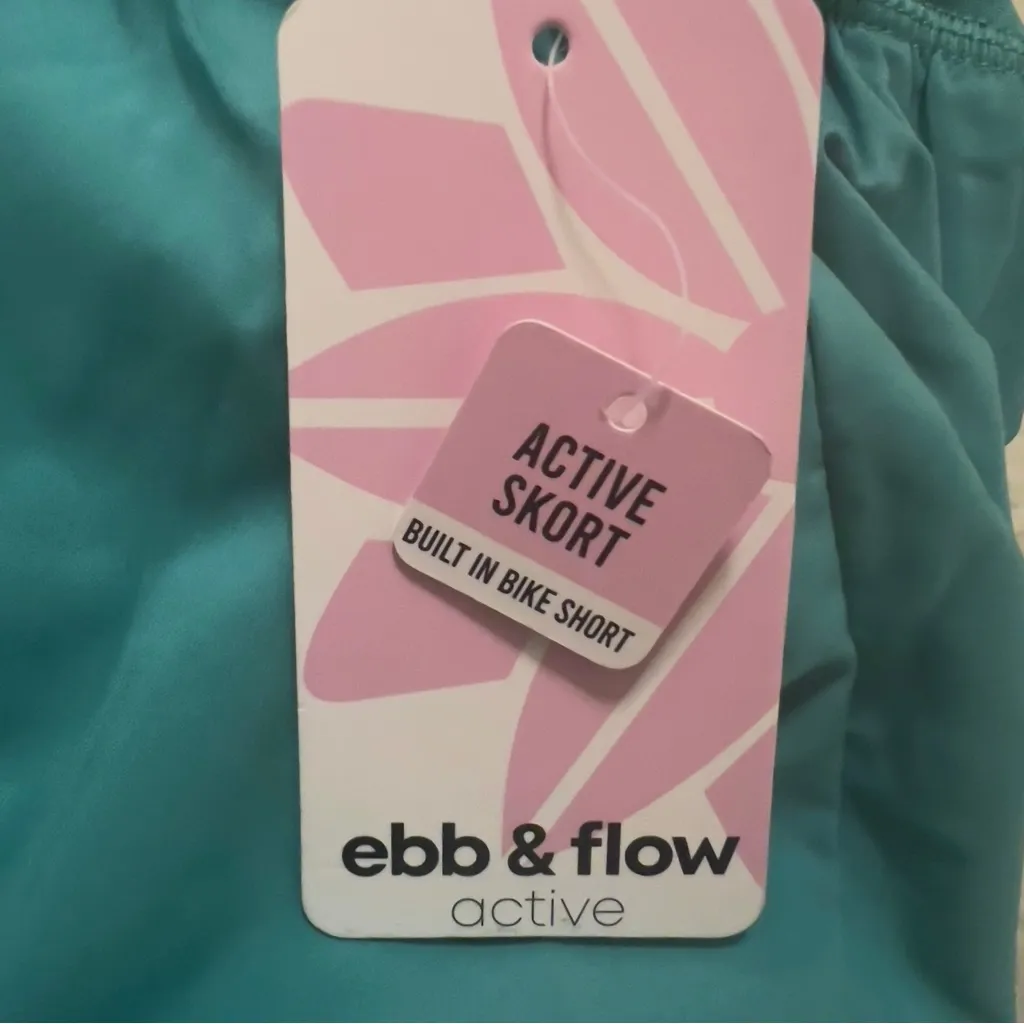 Ebb‎ & Flow Women  blue Built In Bike Short Swimsuit Skort Skirt Sz medium - Image 7