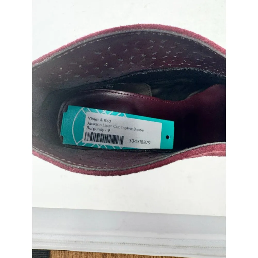 Brand New Violet & Red Women's 9 Burgundy Jackson Lazer Cut Booties Boots - Image 8