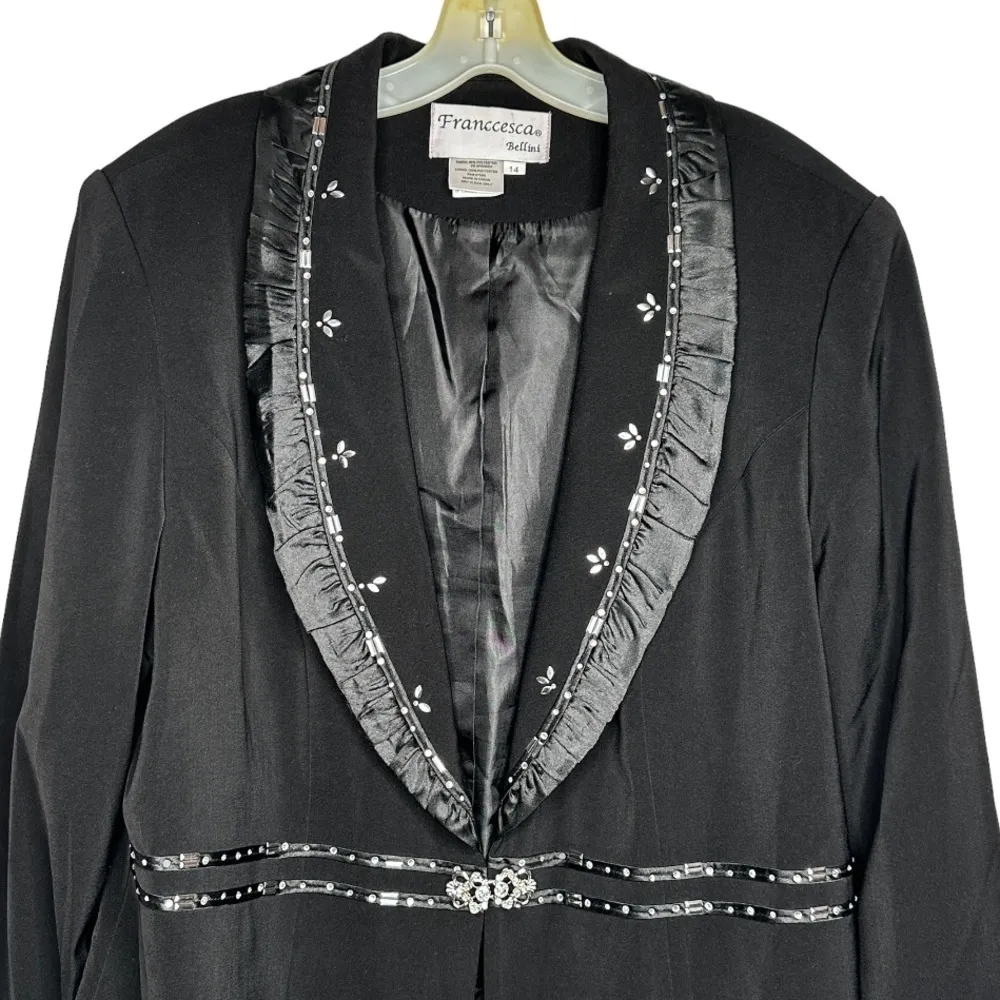 Franccesca Bellini Black Suit‎ Jacket Size 14 - Image 2