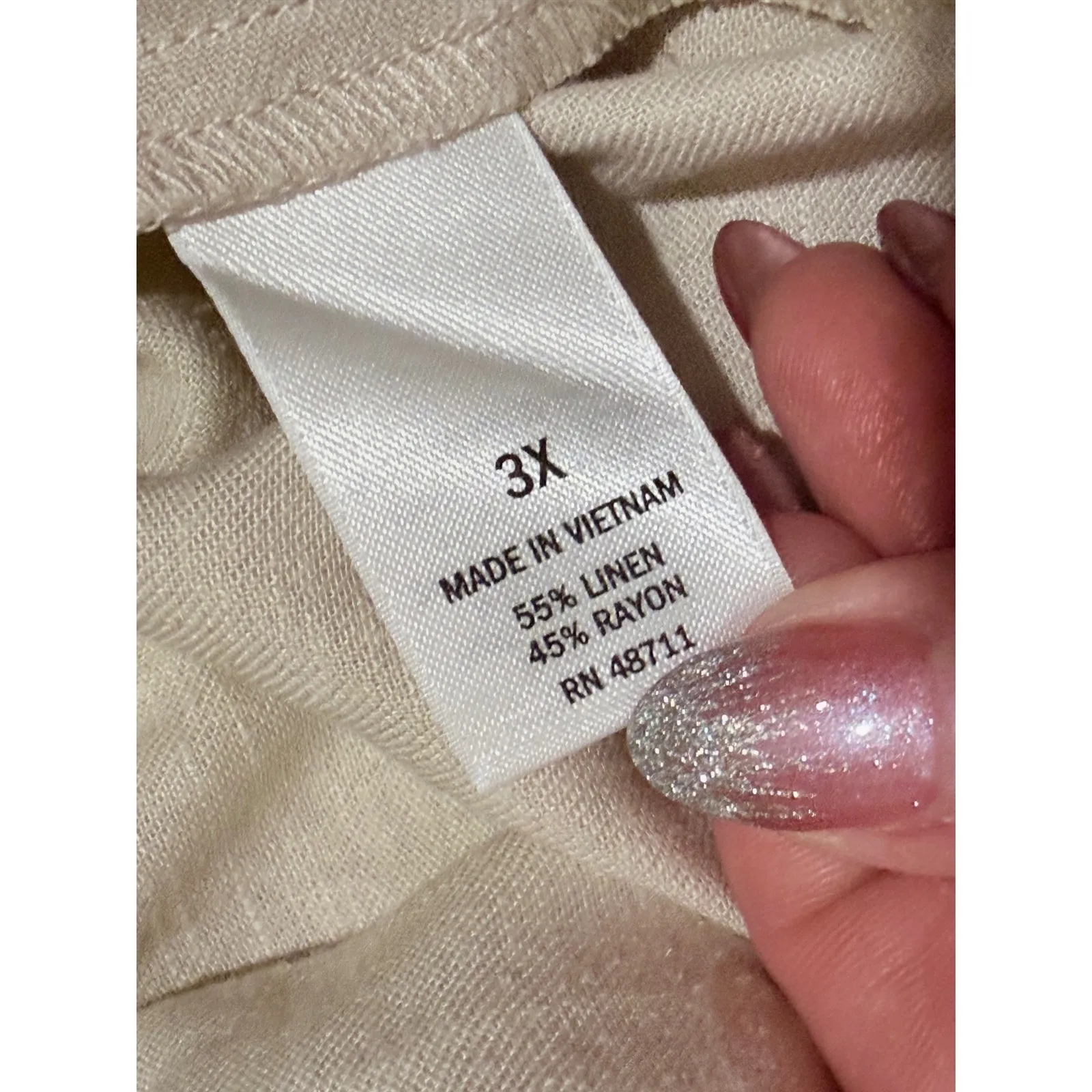 Ophelia Roe Linen Blend Skirt Plus 3X Beige Tan Khaki Midi Casual Career NEW - Image 3