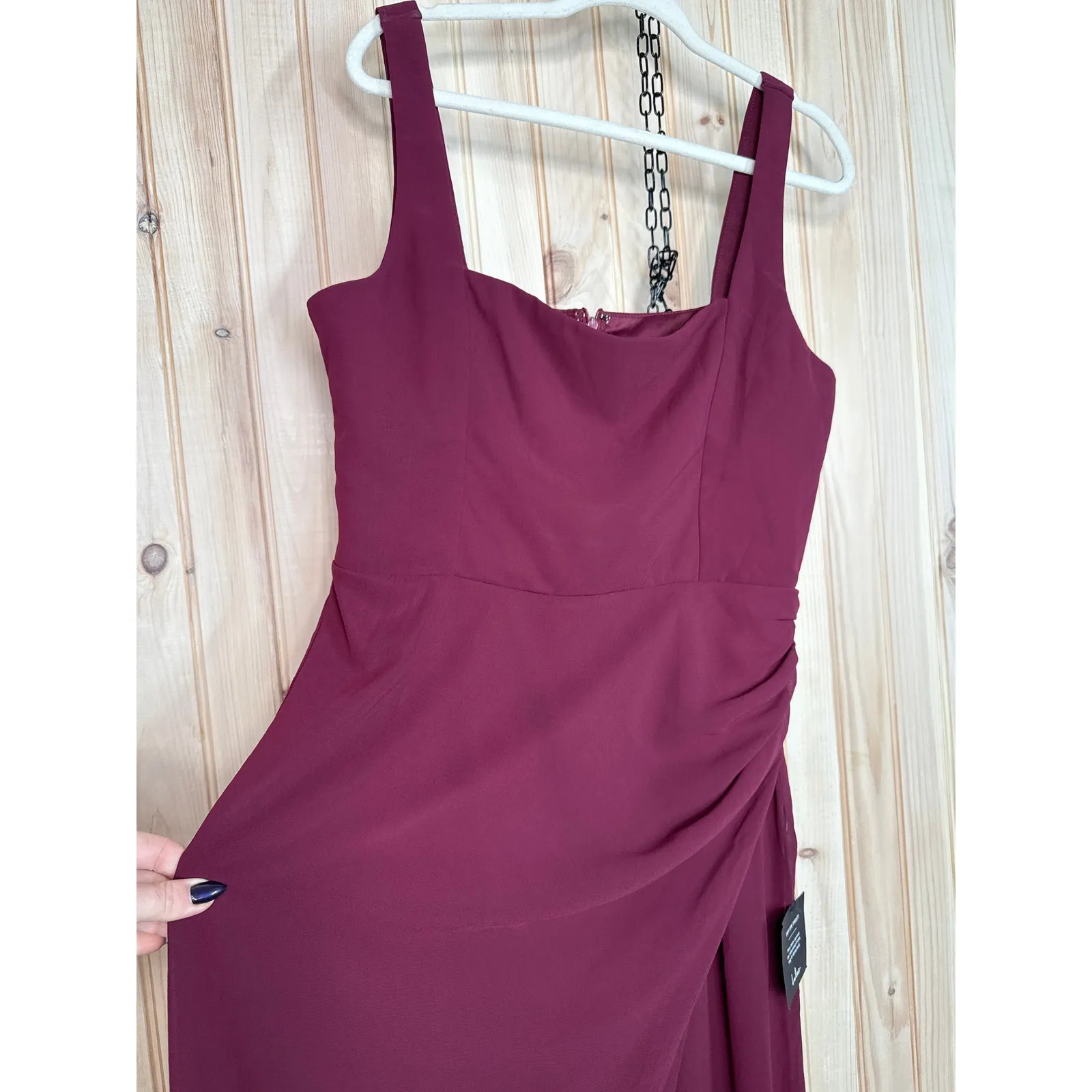 NWT Lulus Glamorous Disposition Burgundy Ruched Maxi Dress Bridesmaid Gala Sz XL - Image 5