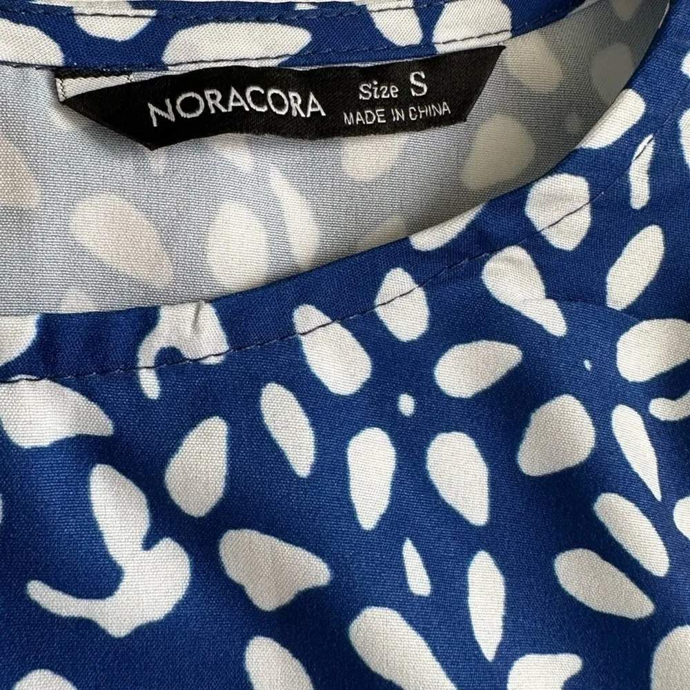 Noracora Maxi Dress White Floral Short Sleeves Side Pockets Dress Size Small - Image 2