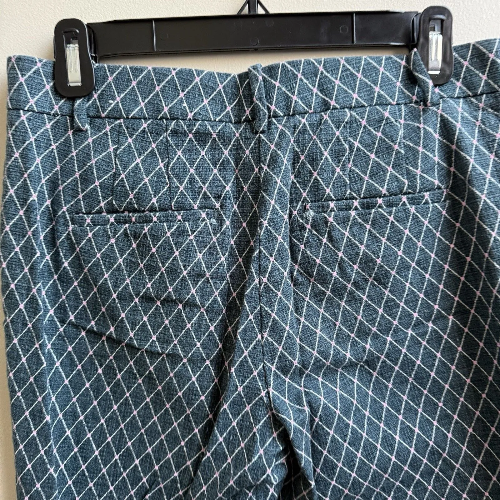 Ann Taylor The Cotton Crop Women Khakis Pants Green Pink Geometric Stretch Sz 2 - Image 4