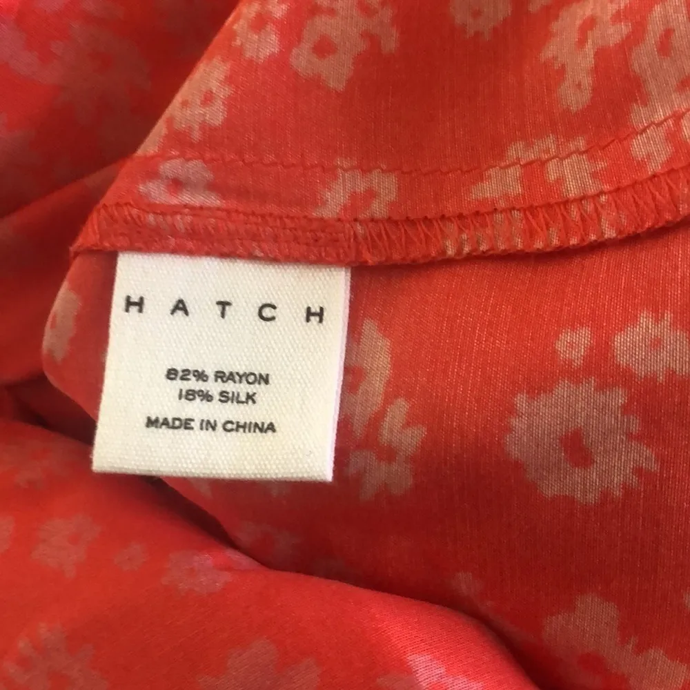 HATCH Briana Coral Midi Maternity Dress Sz 1/S Silk Blend Floral Printed Ruffles Pink - Image 9