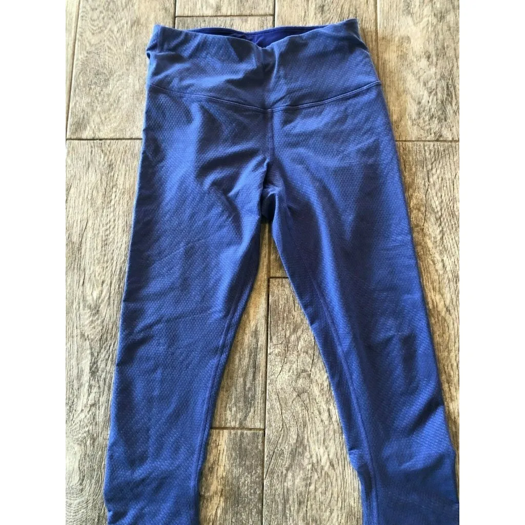 Prana Knicker Misty Crop leggings Small Jacquard Royal blue Ruched yoga‎ Pants - Image 7