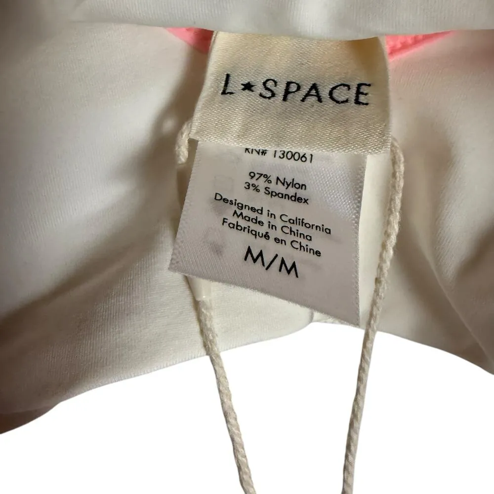 L*Space Lala White Pink Colorblock Sporty V-Neck Bikini Swimsuit Top Size M - Image 10