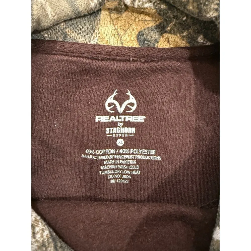 Realtree by Staghorn Kangaroo Pocket Graphic Print Hoodie Brown Women's Size XL - Image 5