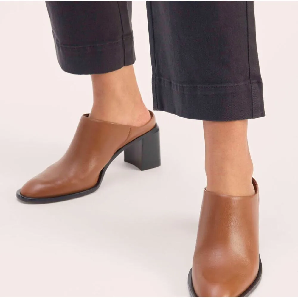 NWOB Everlane Outlaw Mule Women 7 Brown Leather Slip On Block Heel Quiet Luxury - Image 2