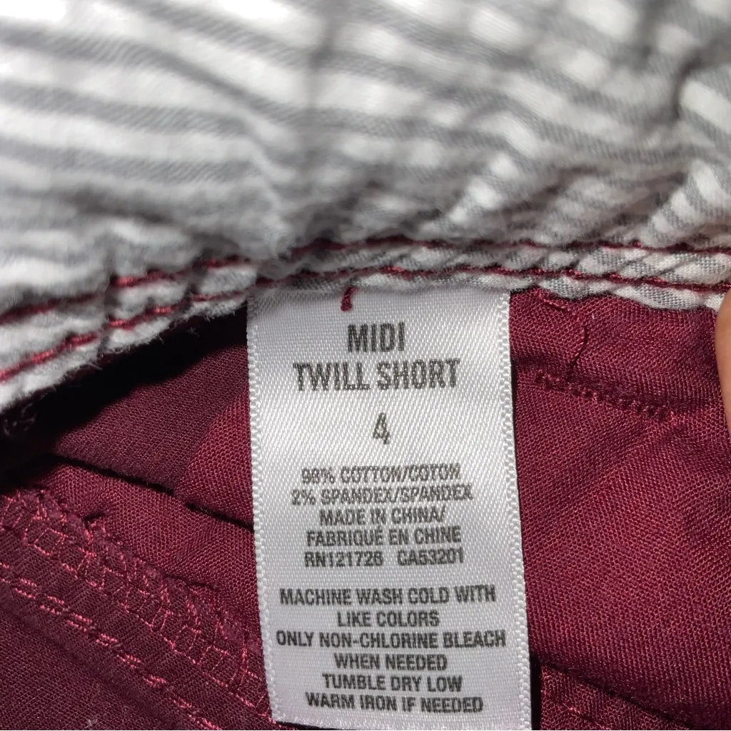 Aeropostale Maroon Twill Shorts 4 Summer Preppy Classic Cherry Girl Minimalist - Image 13