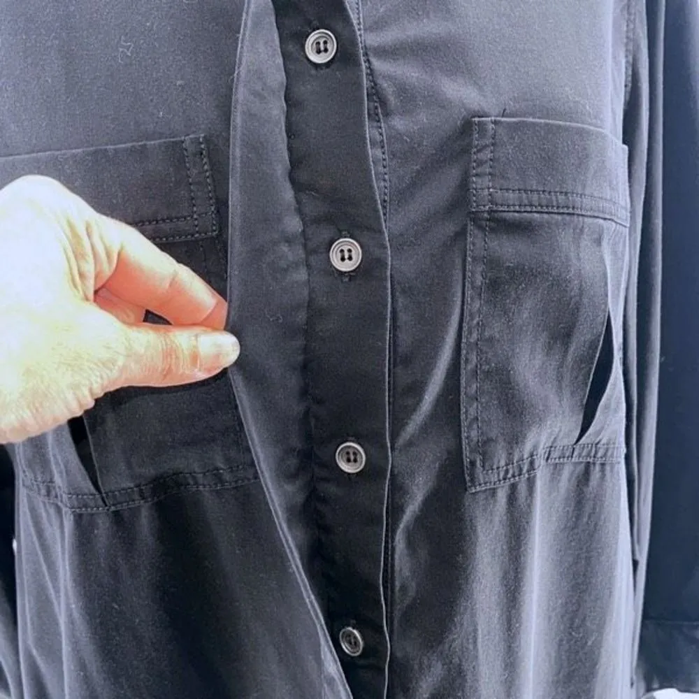 Carly Jean LA Womens 1/2 Button Front‎ Tencel Collared Dress Black Medium NWT - Image 5