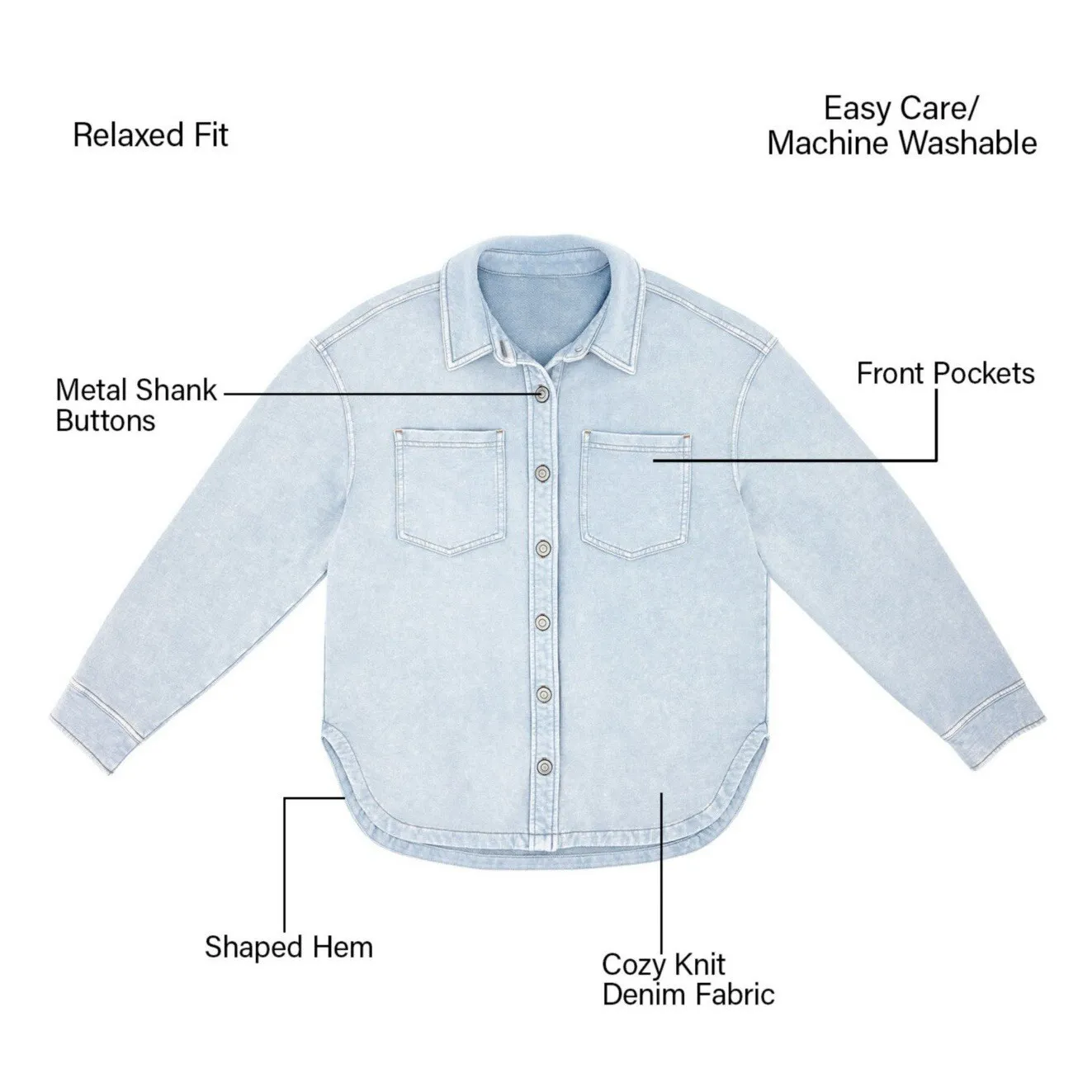Members Mark Shirt Women Large Blue Acid Wash Denim Relaxed Soft Knit Button New - Image 4