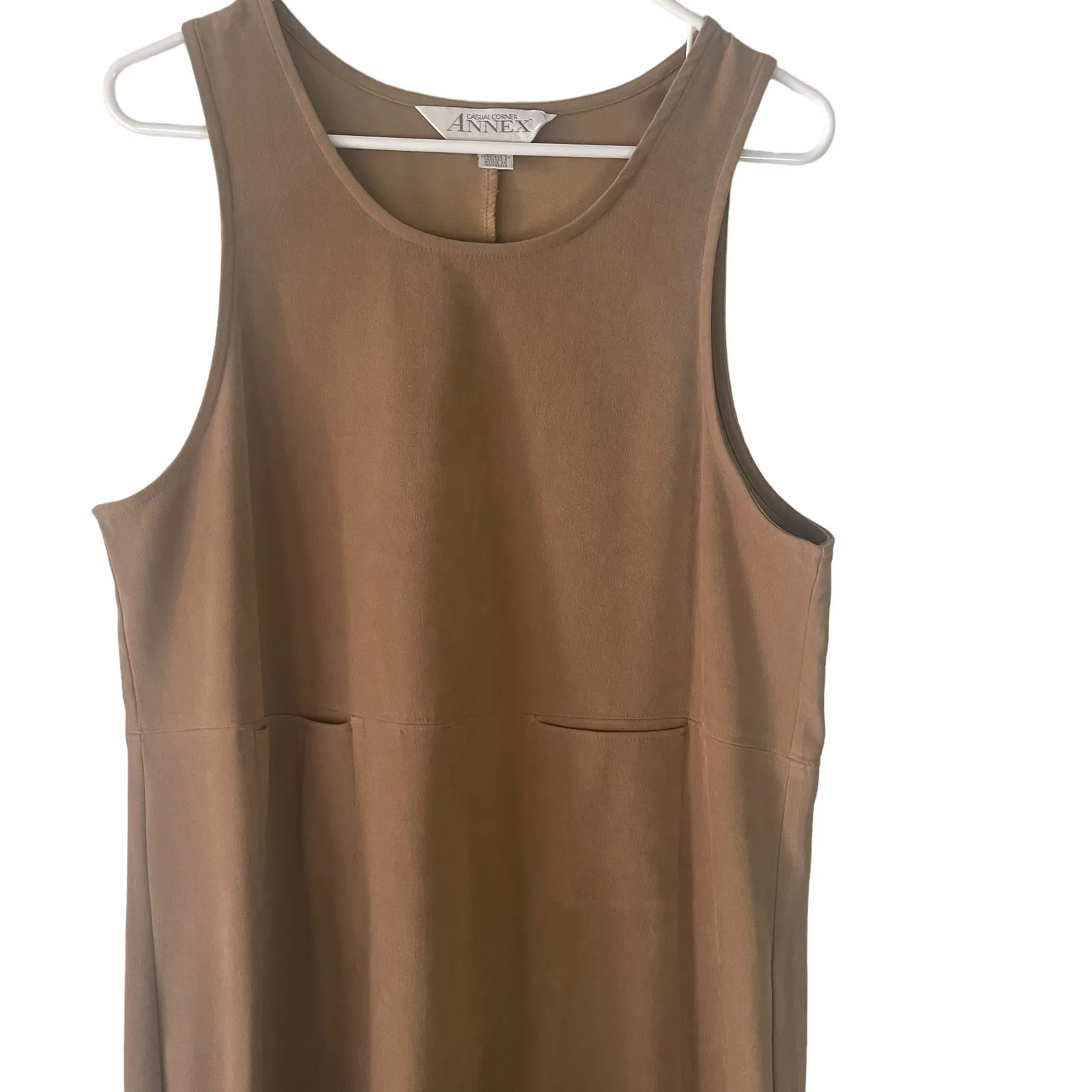 Casual Corner Annex Vintage 90s Women's Size Large 12 Faux Suede Tan Maxi Dress‎ Brown - Image 2