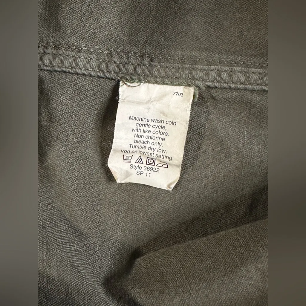 J Crew Military Green Cotton Drawstring Unlined Jacket Zip Up High‎ Neck Size XS - Image 8