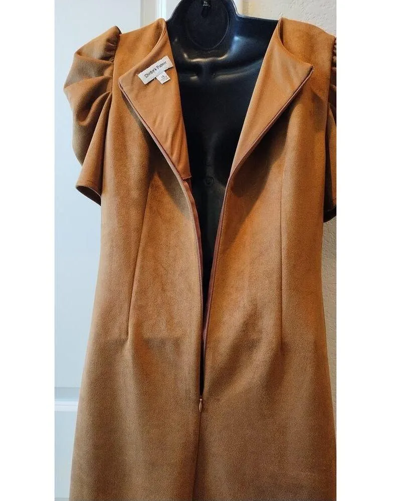 Shelby & Palmer Brown suede dress puff sleeves Size 14 - Image 6