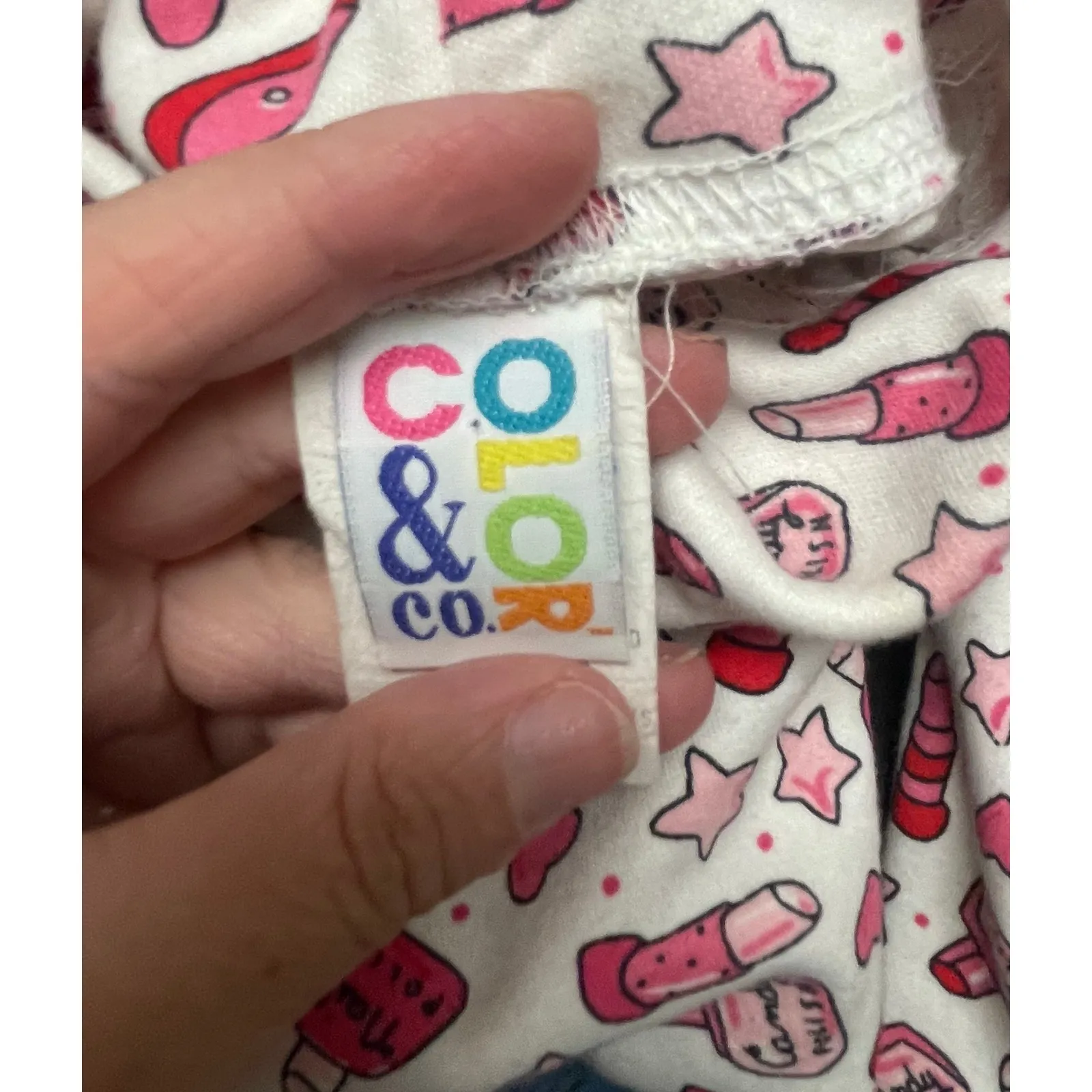 Color & Co VTG Lipstick Nail Polish Print Turtleneck Small Medium Makeup Beauty White - Image 4