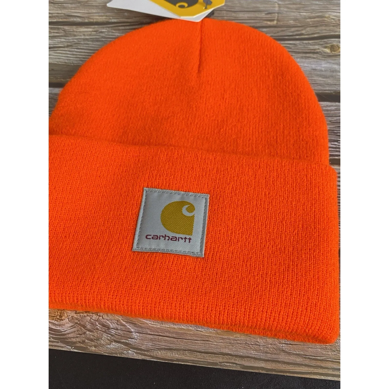 Carhartt Knit Cuffed Beanie Women/Mens One Size Orange A18 Outdoor New With Tags - Image 2