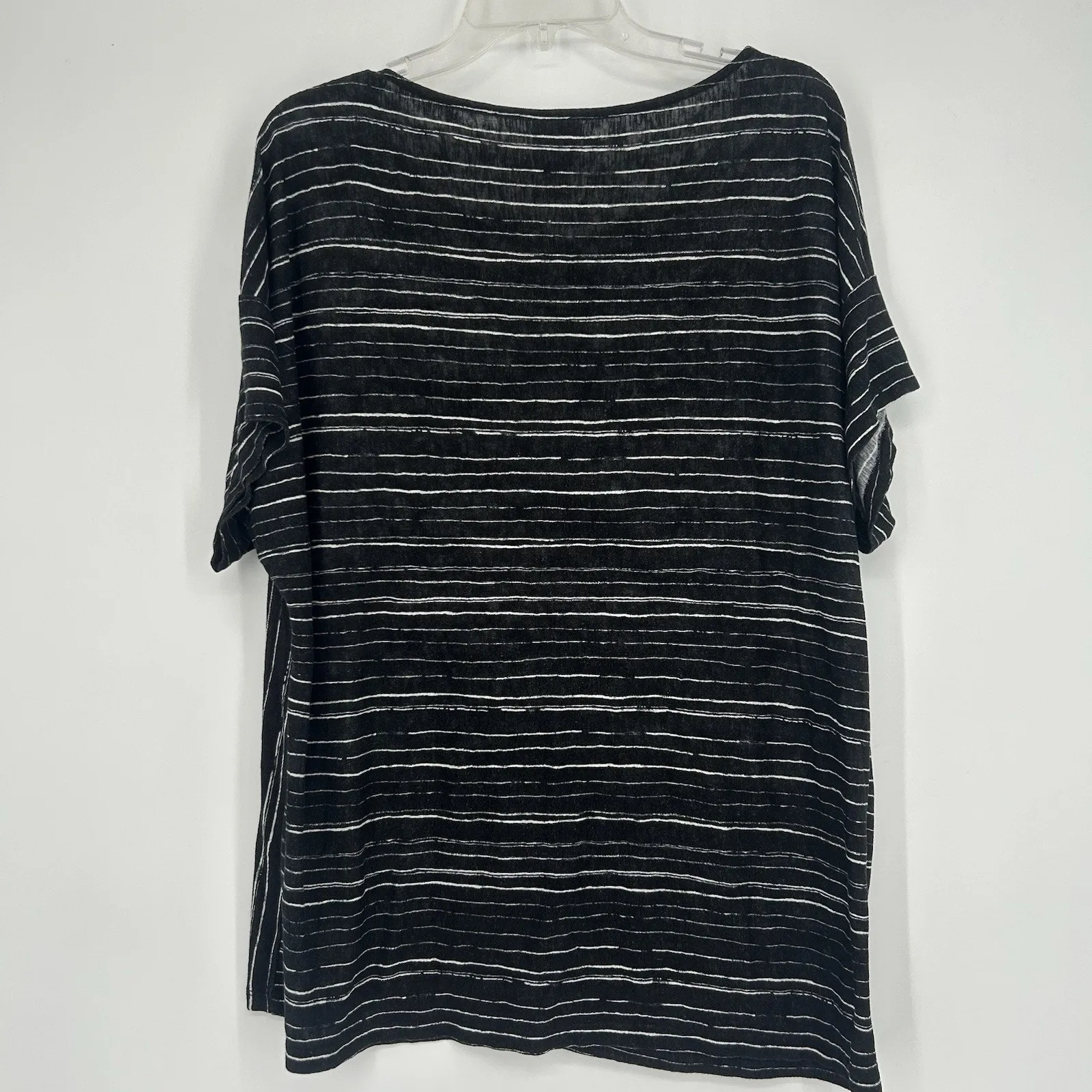 Chicos 3 Size XL Knit Top Black White Stripe Slouchy Drop Shoulder Art Casual - Image 5