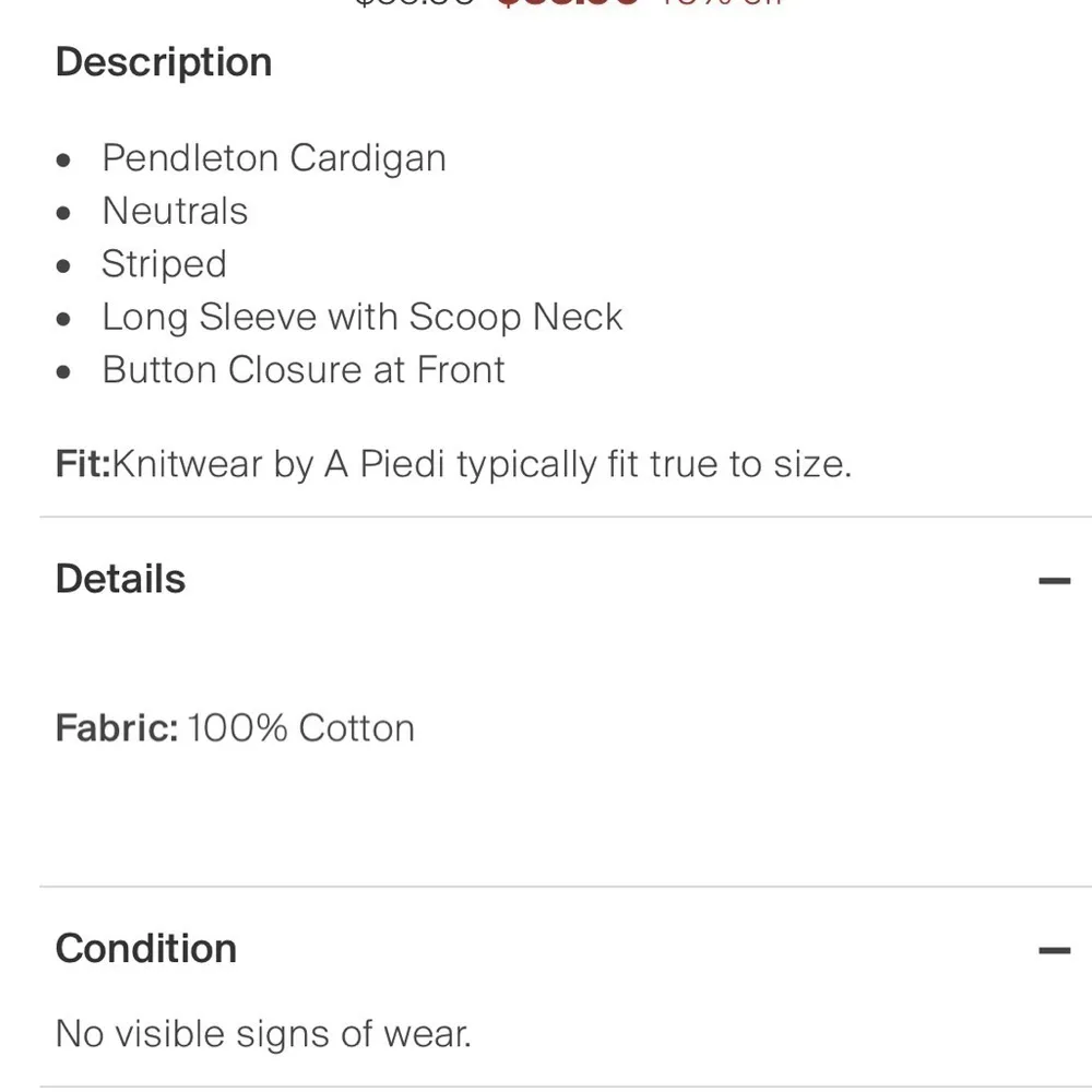 Pendleton Striped Button Down Cardigan 100% Cotton Size Medium New Without Tag - Image 5