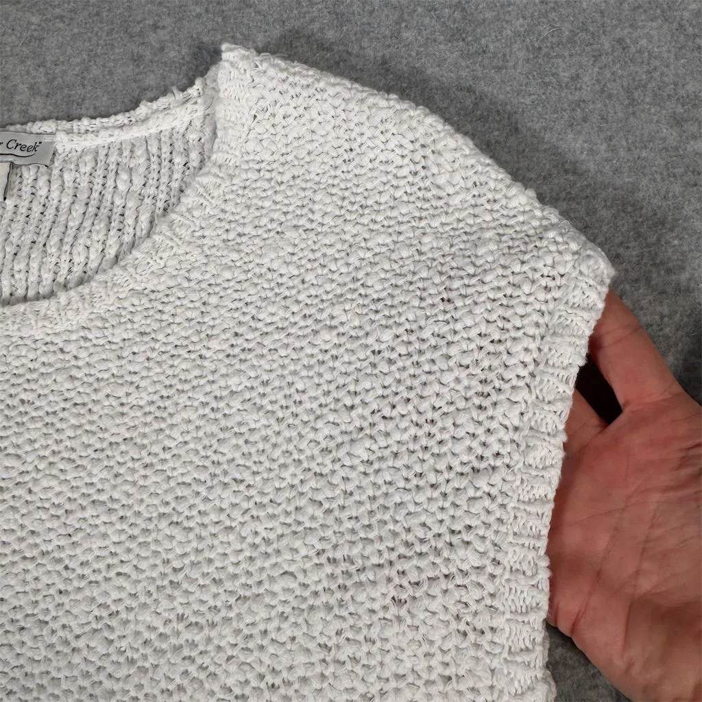 Coldwater Creek Women's Ivory Knit Pullover Cotton Sweater Size M Sleeveless - Image 4