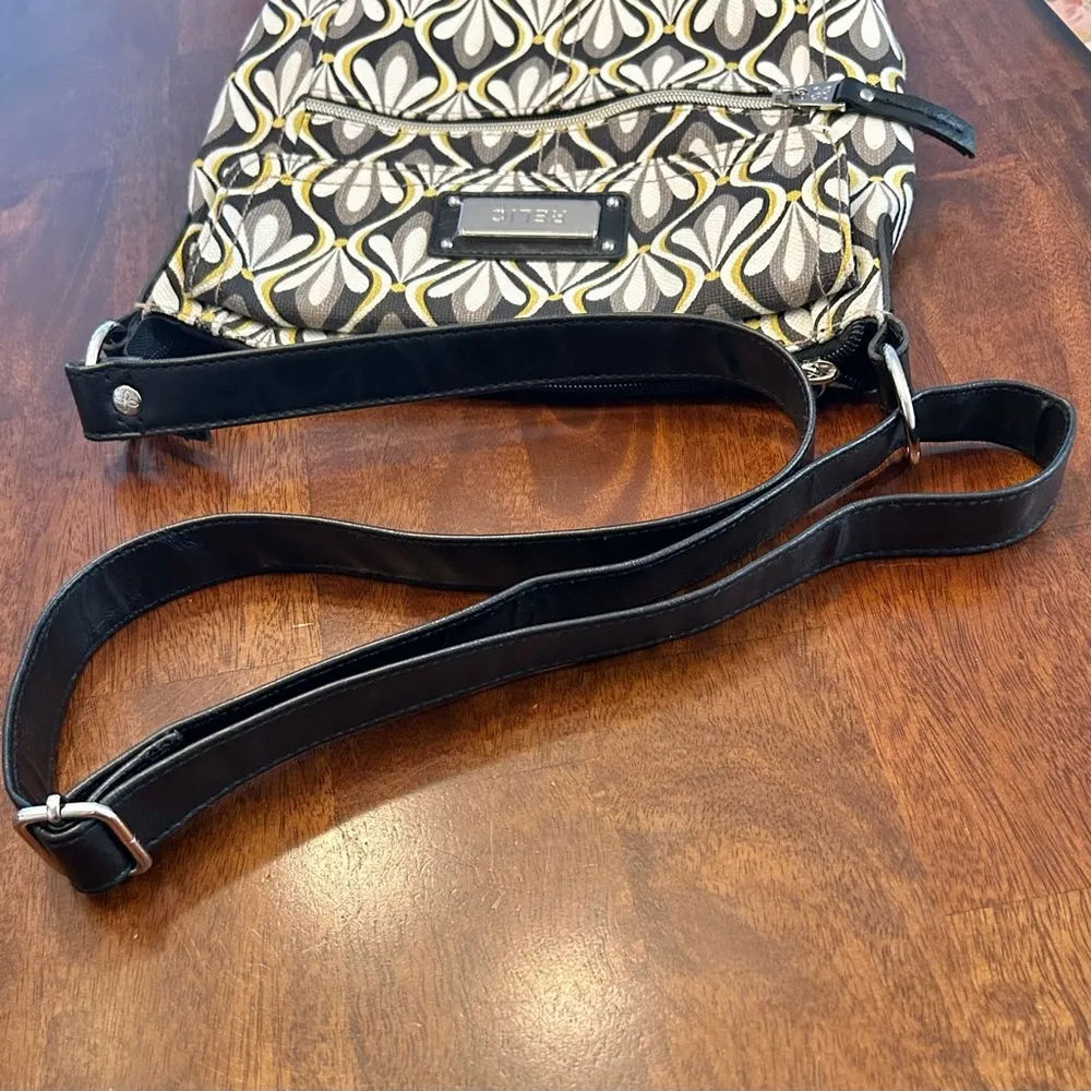 New Relic Geometric Print Canvas Faux Leather Crossbody Purse Shoulder Bag - Image 12