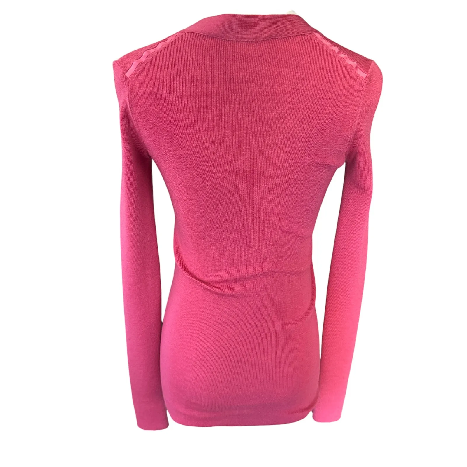 Yves Saint Laurent Wool V-Neck Cardigan Pink Size Medium Made in‎ Italy - Image 2