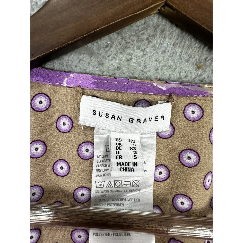 Susan Graver Cardigan XS Pink Geometric Kimono Sleeve Open Front Boho Art Casual - Image 3