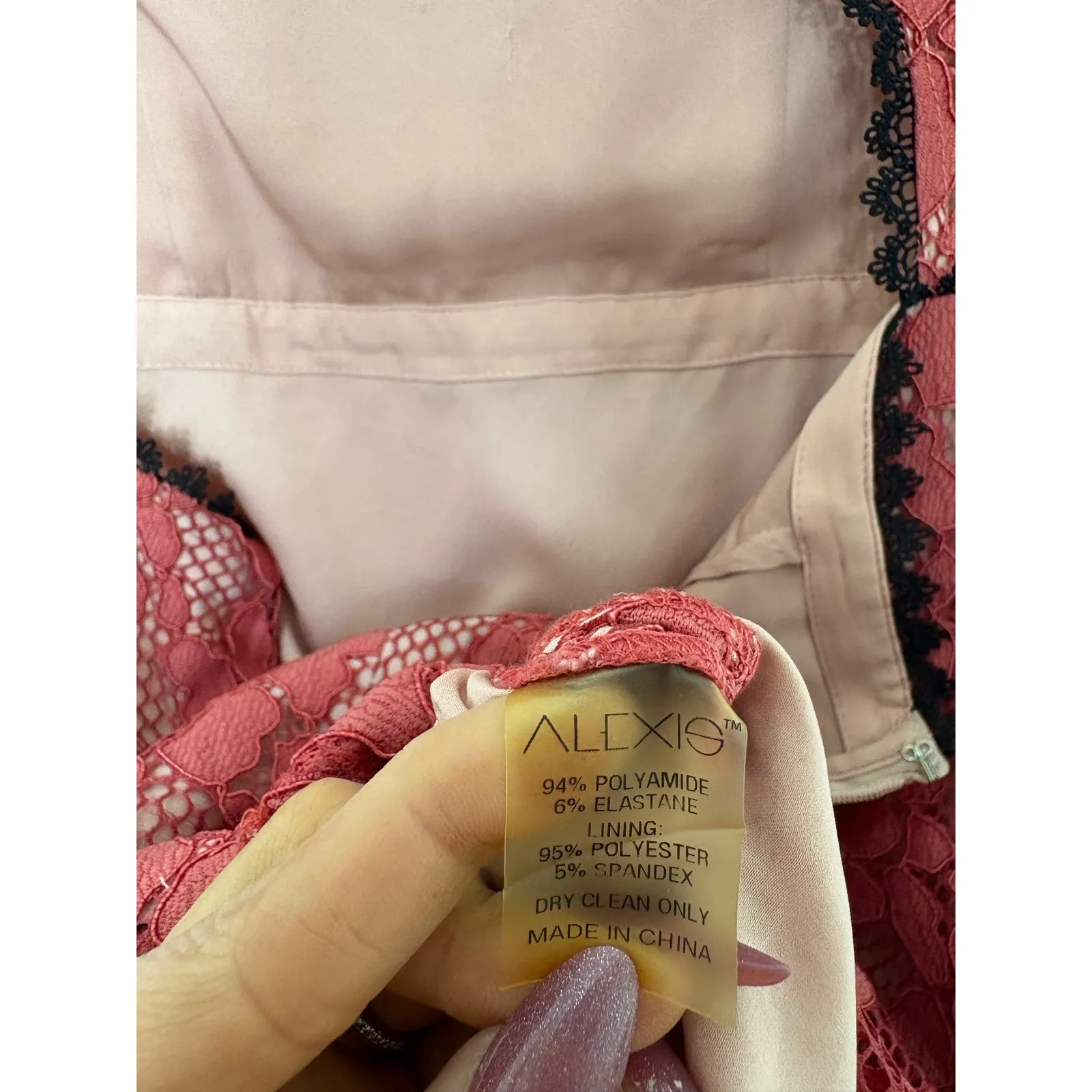 Alexis Remi Guipure Lace Pencil Dress Size XS Short Sleeves Cut Out Pink Vday - Image 6