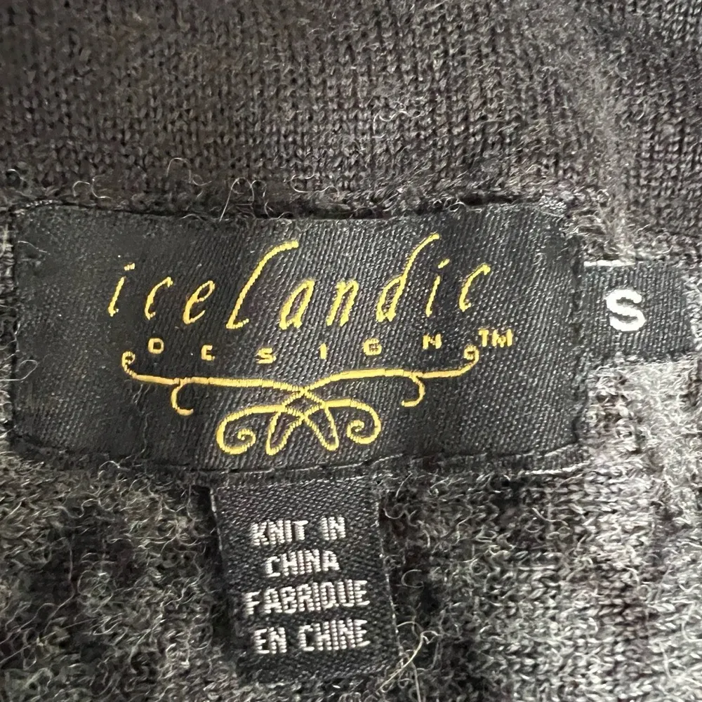 Icelandic Design Wool Blend Jacquard Knit Skirt Black Gray Geometric Patterned S - Image 3