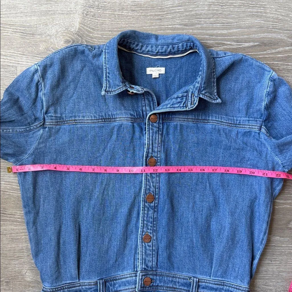 Anthropologie Pilcro Long-Sleeve Denim Micro Mini Shirt Dress Large - Image 10