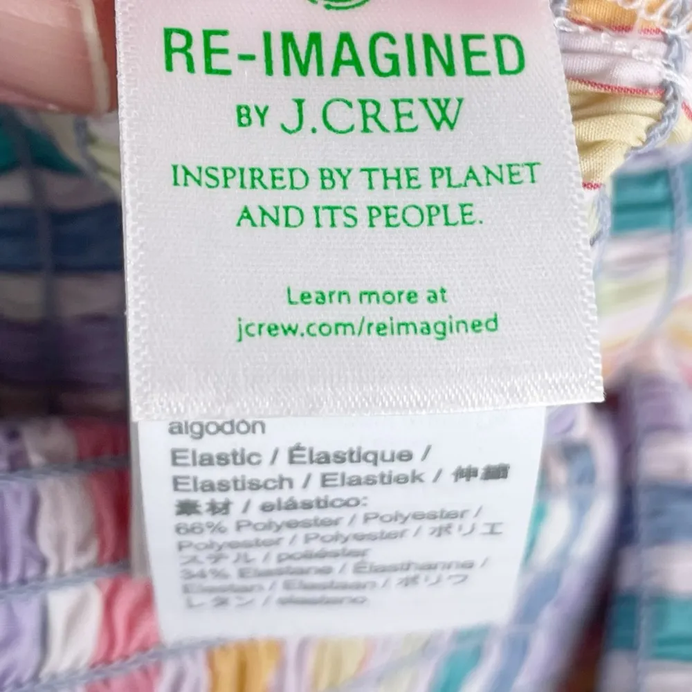 J. Crew Smocked Midi Skirt in Gingham Rainbow Multicolor AW495 Women's Size 2 - Image 11