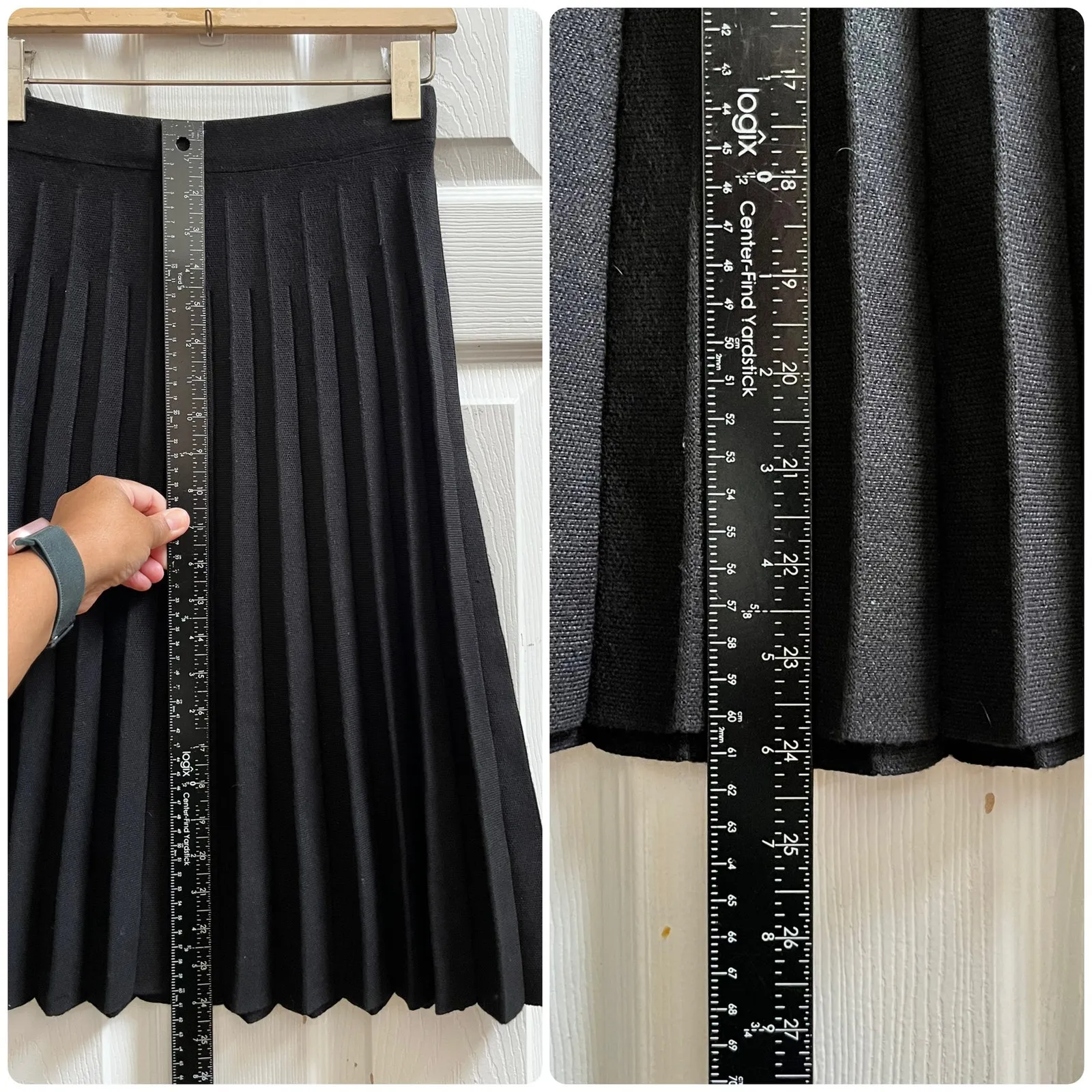 Udel New York Black Knit Elastic Waistband Pleated A Line Skirt Size XS - Image 6