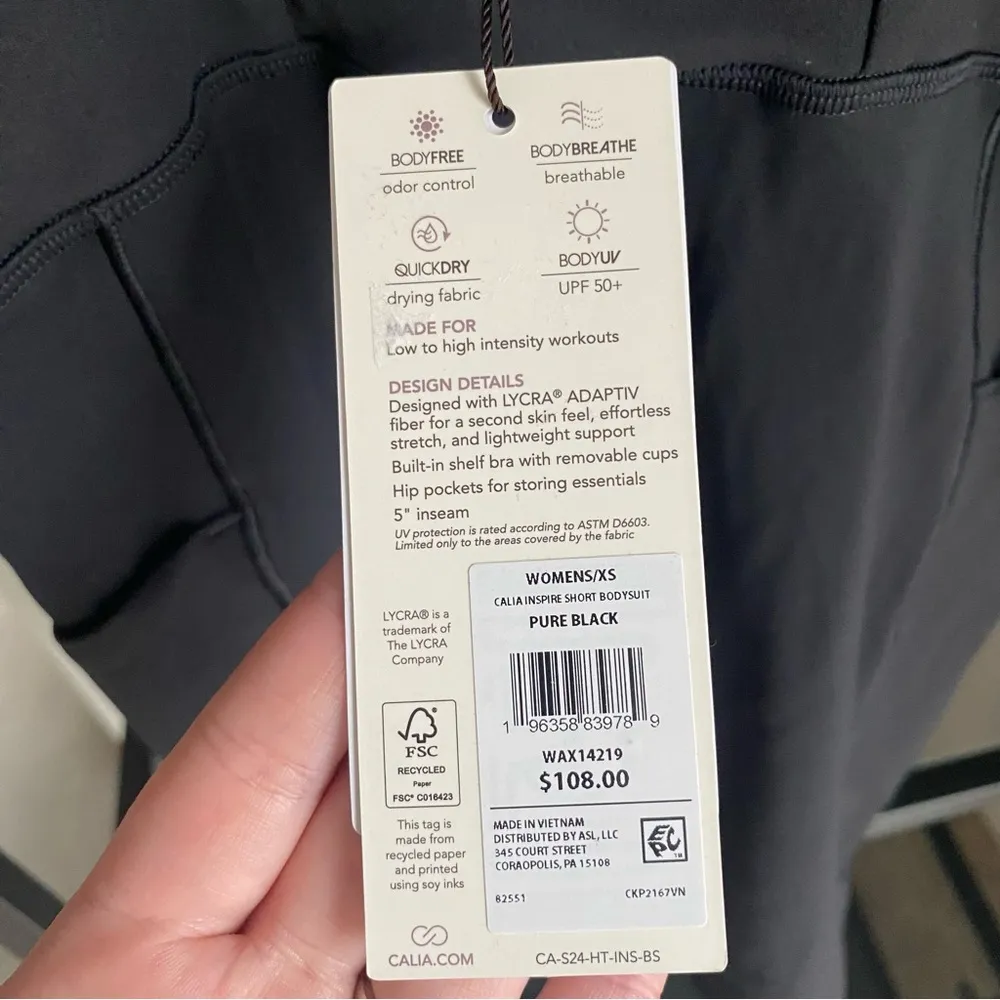 NWT Calia Inspire Shorts Bodysuit Black Size XS - Image 6