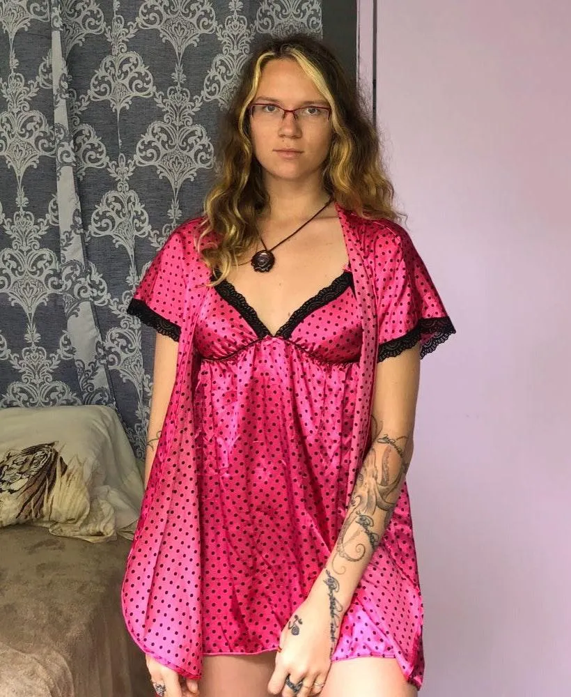 Polka Dot Silky Pajamas Pink - Image 2