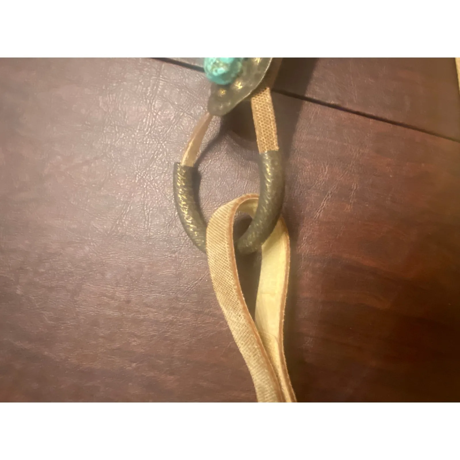 Vintage Southwestern Turquoise Concho Belt Brass‎ Leather Boho Cowgirl 33” Blue - Image 7