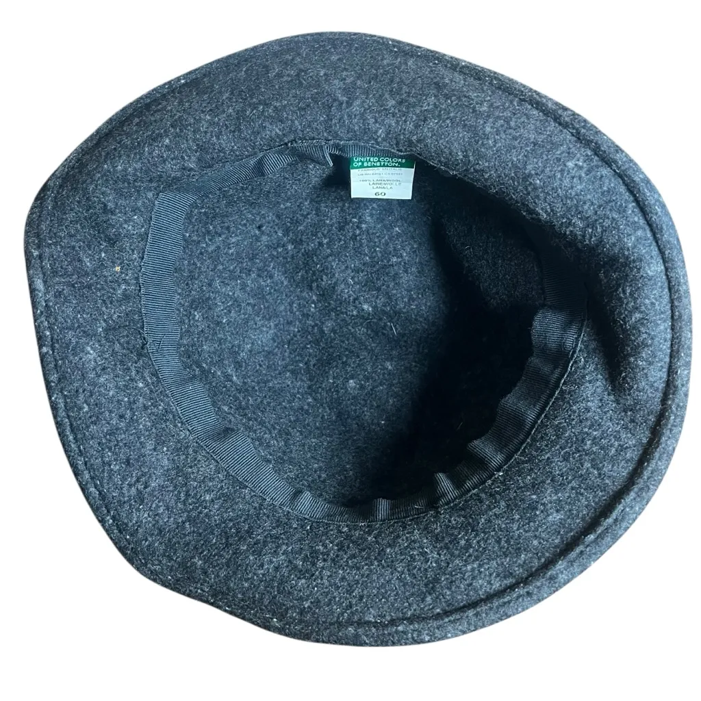 VTG United Colors of Benetton Wool Cloche Bucket Hat Made in Italy Sz 60 L Gray - Image 6
