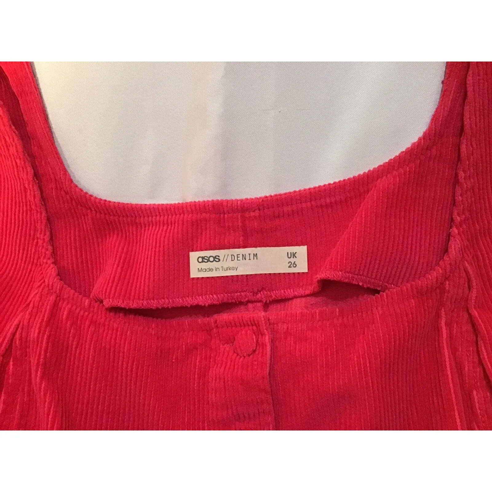 ASOS Corduroy Pinafore Overall‎ Jumper Size 4X  Barbie Core Pink Covered Buttons - Image 9