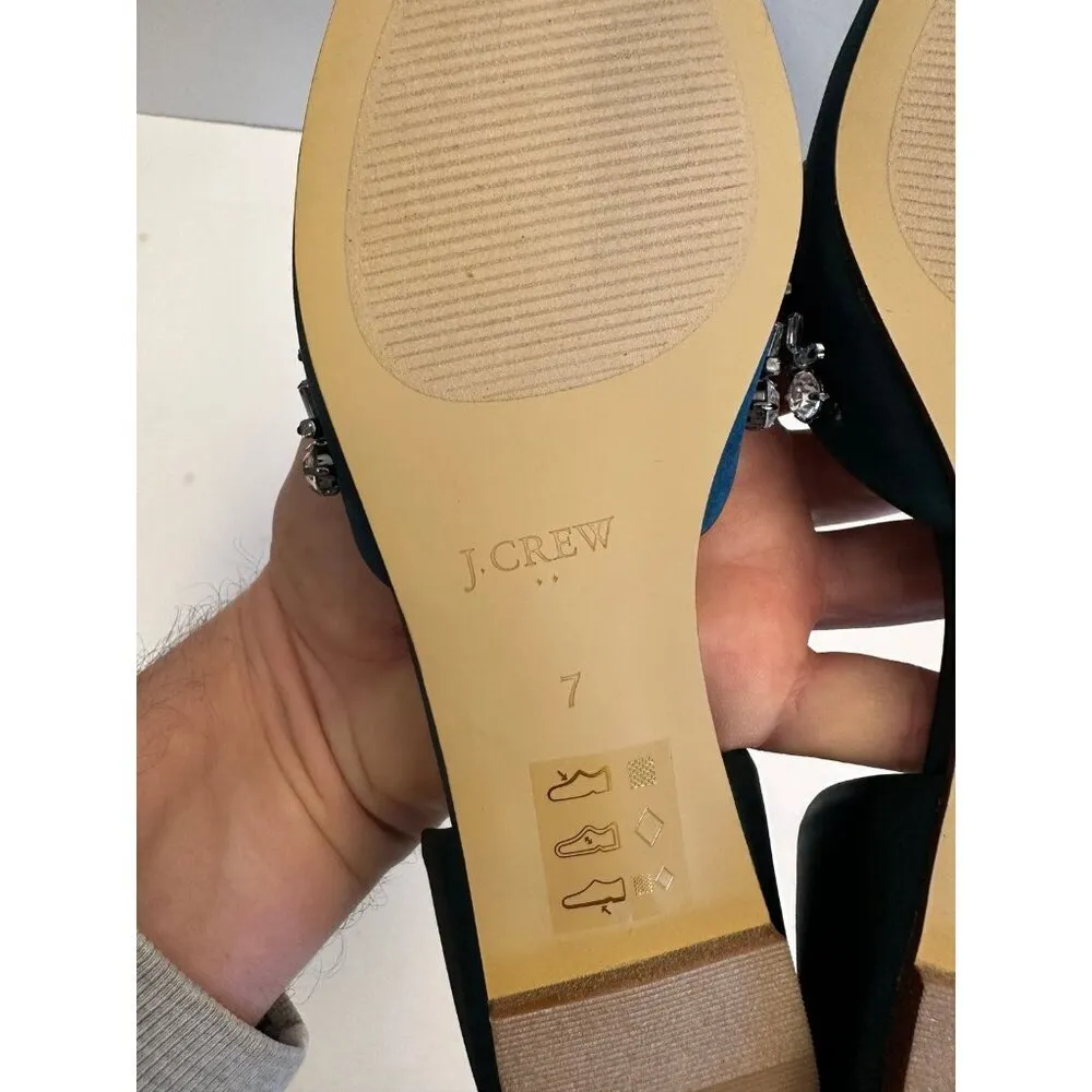 J. Crew Satin Jeweled Zoe D'ORSAY Flats Size 7.0 - Image 10
