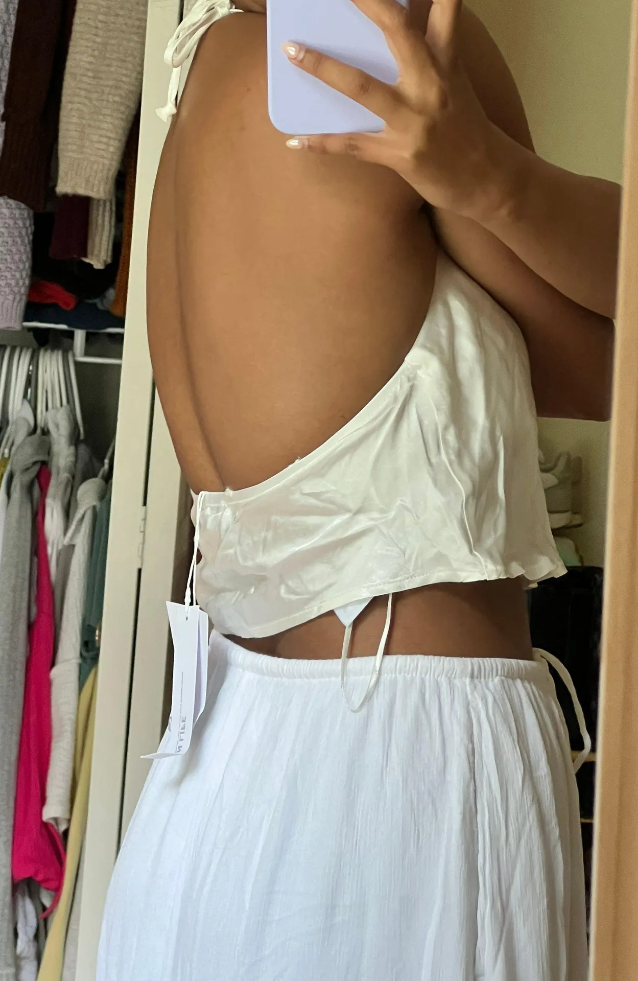 NWT White Satin Zara Top Halter Neck - Image 3