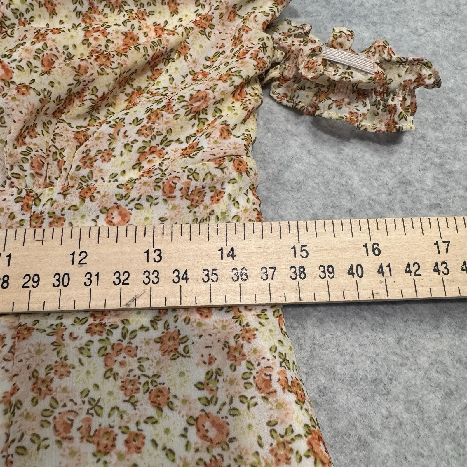 French Kiss Romantic Prairie Babydoll Dress Womens Large Yellow Floral Polyester - Image 15