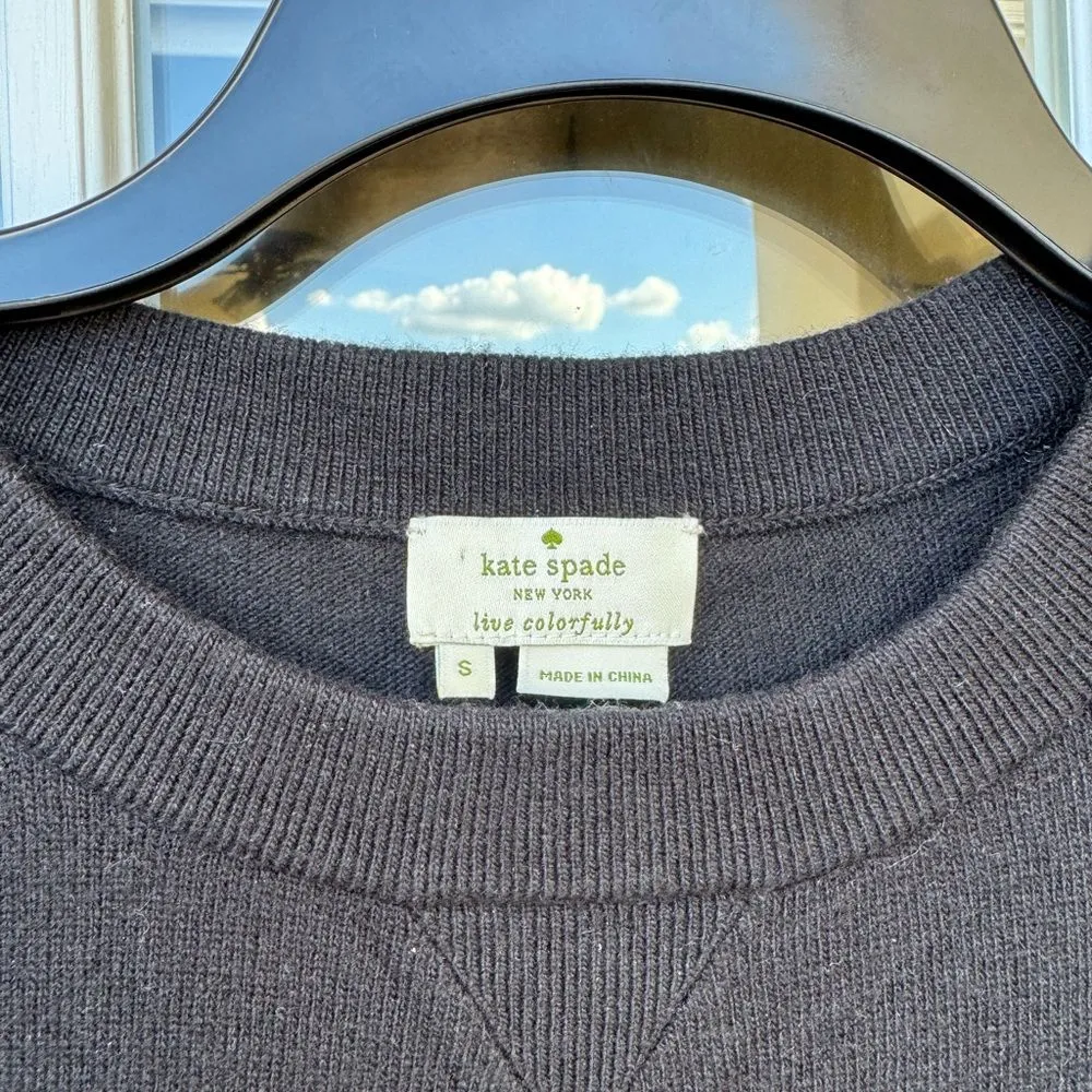 Kate Spade “Live Colorfully” Black Beaded Wool-Blend Sweater • Size S - Image 5