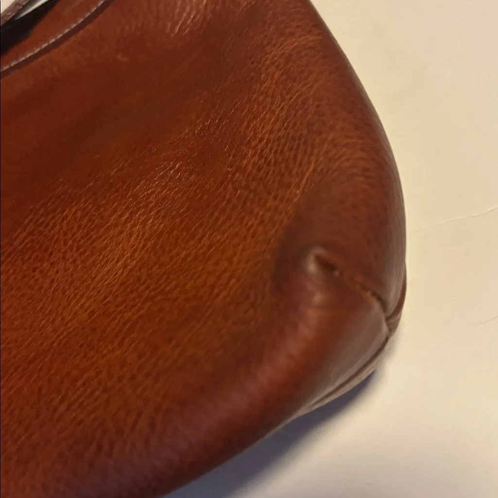 EL CABALLO DARK TAN LEATHER SHOULDER BAG 13.5” X 7” HANDLE DROP 12” PRELOVED Brown - Image 8