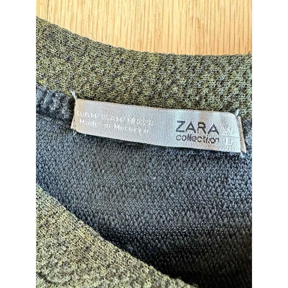 Mediyn Zara‎ Quilted Army Green Long Sleeve Sweater Dress - Image 3