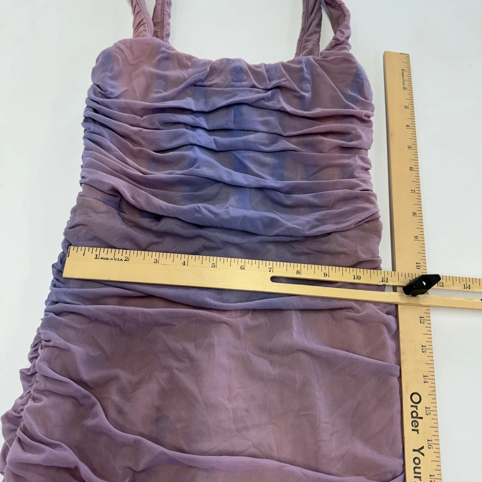 Nookie Dress Womens Medium Blue Purple‎ Vision Midi Mesh Corset Square Neck - Image 9