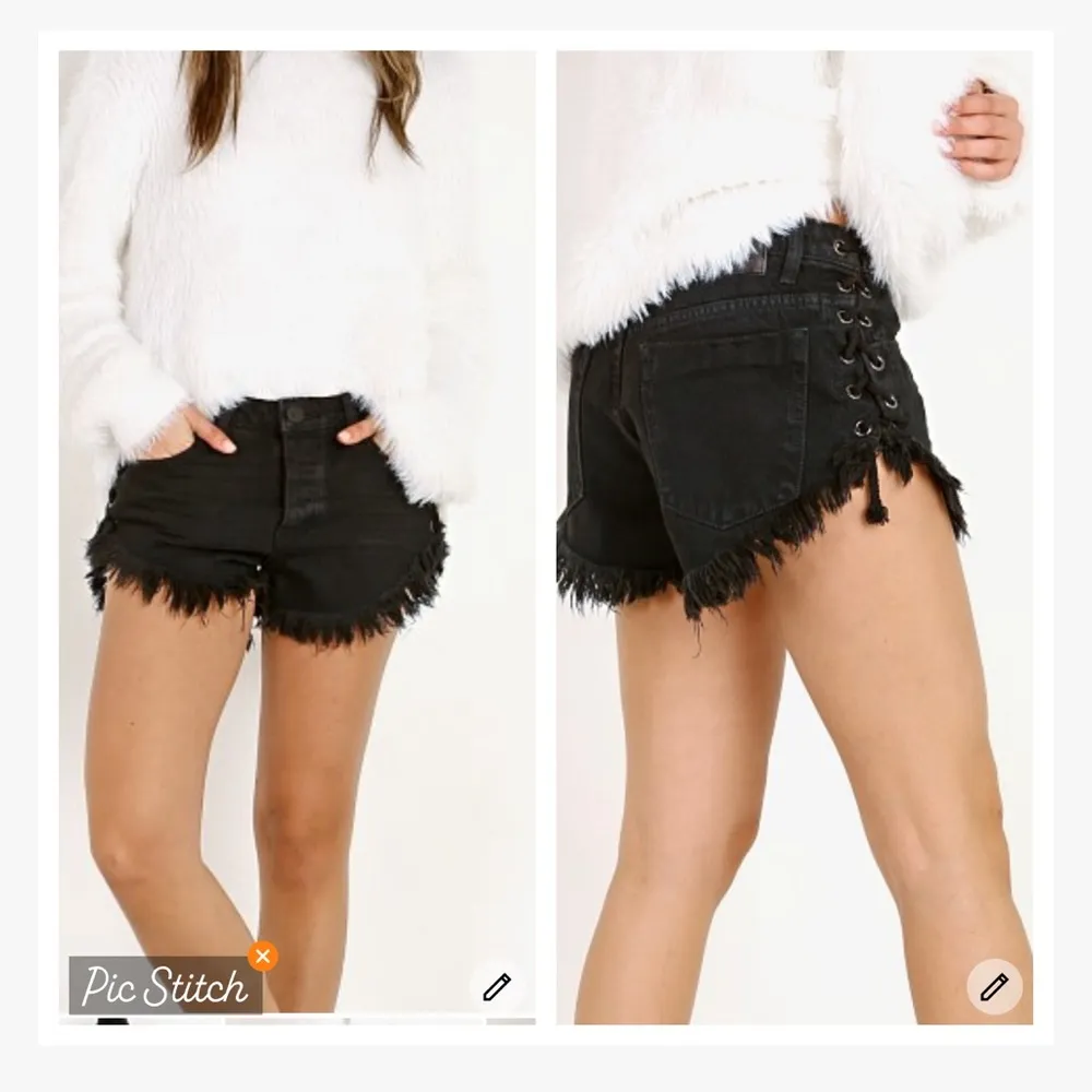 One x One Teaspoon Brandos Side Tie Washed Black Jean Shorts - Image 3